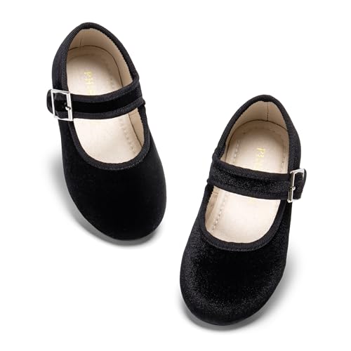 Image of PHIRAMIN Toddler Flower Girl Glitter Dress Shoes Little Girl Ballet Flats Bow Wedding Party