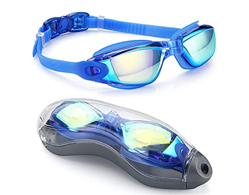 Kids Swim Goggles，Unisex No Leaking,Anti Fog,UV Protection Swim Glasses Goggles，Cool Design Tinted Lens Clear Vision Swim Glasses with Portable Case for Children Girls Boys Teens