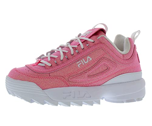 Fila Disruptor II Glimmer PS Girls Shoes Size 5, Color: Knockout Pink/White/Knockout Pink