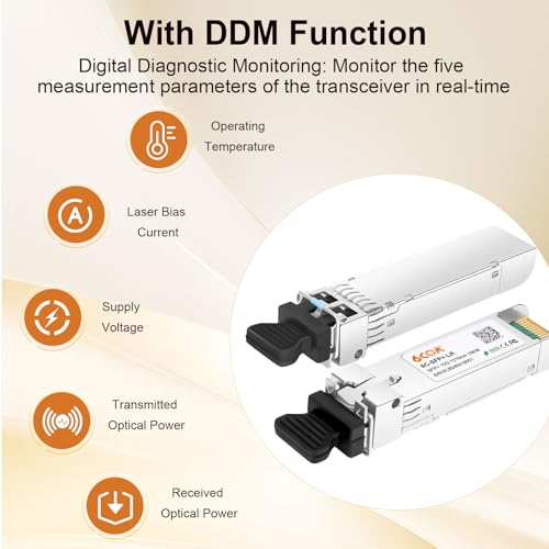 Image of 2Pack 10GBase-LR SFP+ Transceiver, 10G LC Single Mode Module for Cisco SFP-10G-LR, Meraki MA-SFP-10GB-LR, Ubiquiti UF-SM-10G, Mikrotik, D-Link, Supermicro, Netgear DDM, 1310nm, 10km