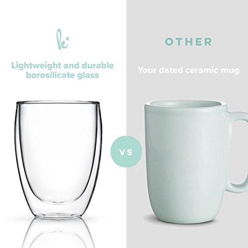 Stackable Glassware, Double Wall Thermal Insulated Cups, Glass Coffee Mugs, Coffee Mug Set, Espresso Latte Cappuccino, Coffee or Tea Mugs, Drinking Glasses, Set of 2-12oz
