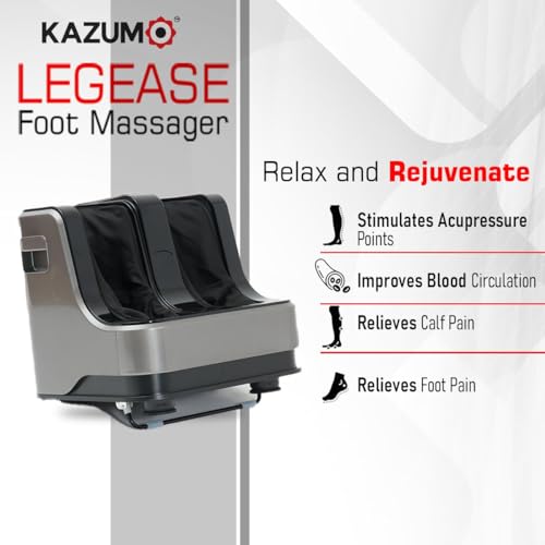 Image of LegEase Foot Massager with 40C Warm Therapy, 4-Motor Rolling & Kneading Massage for Relaxation & Fatigue Recovery, Pain Relief Foot Calf & Leg Massager with Vibration, Boosts Blood Circulation, Ergonomic Design (Grey)
