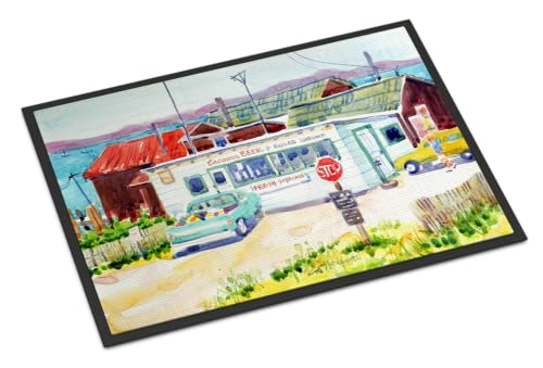 Caroline's Treasures 6054MAT Seafood Shack for Fresh Shrimp Doormat 18x27 Front Door Mat Indoor Outdoor Rugs for Entryway, Non Slip Washable Low Pile, 18H X 27W
