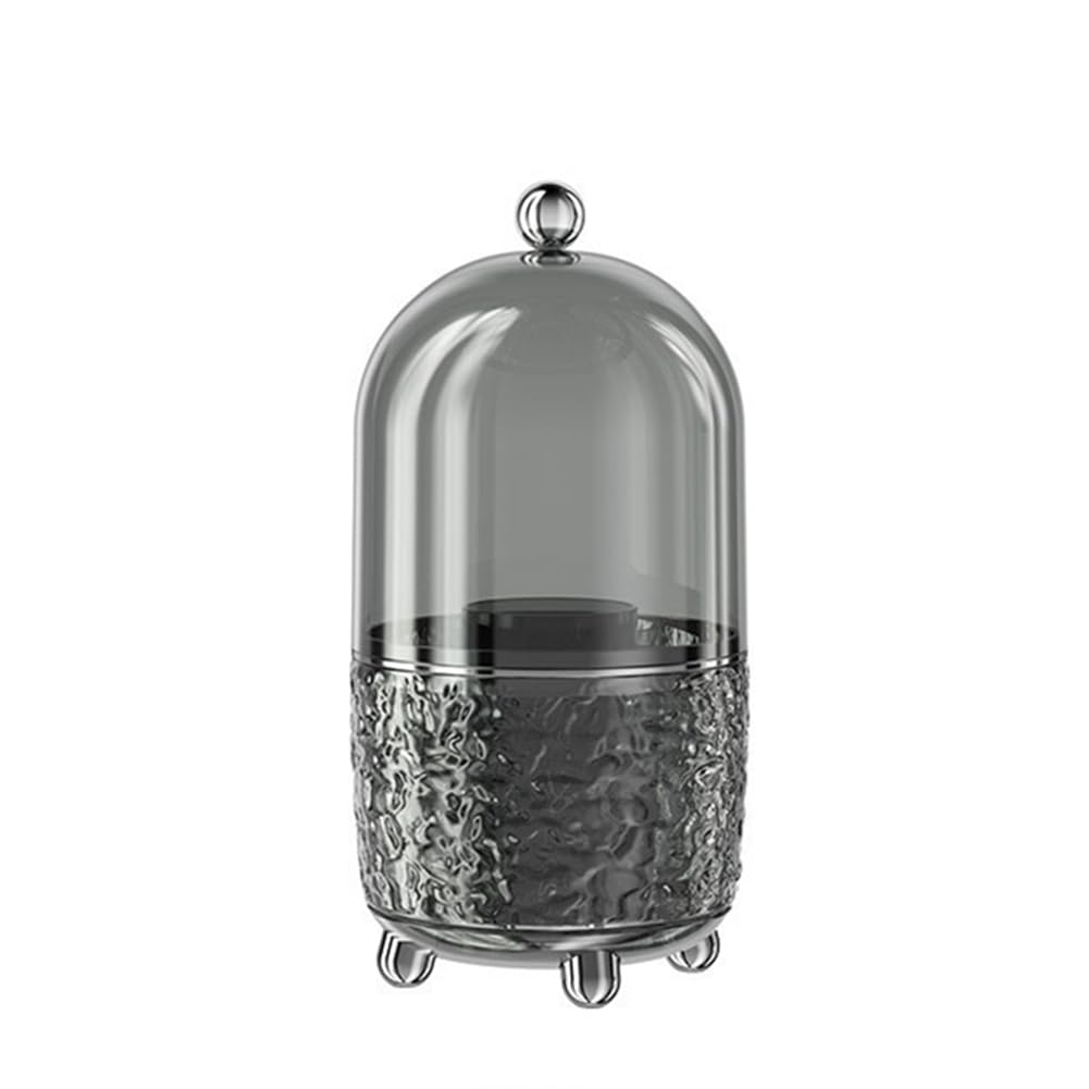 Lahdrhab Makeup Brush Holder with Lid 360 Rotating Clear Dustproof Make Up Brushes Container -C