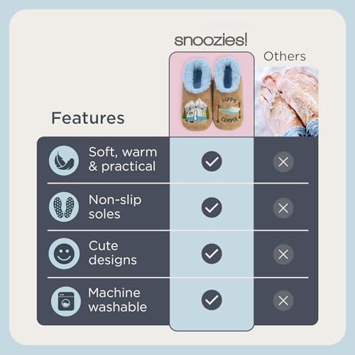 Snoozies Pairable Slipper Socks - Funny House Slippers for Women, Non-Slip Fuzzy Slipper Socks - Happy Camper4