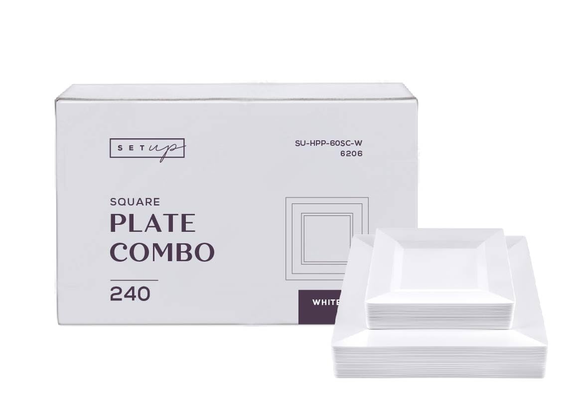 60 Piece White Disposable Dinnerware Set - Plates & Bowls -18