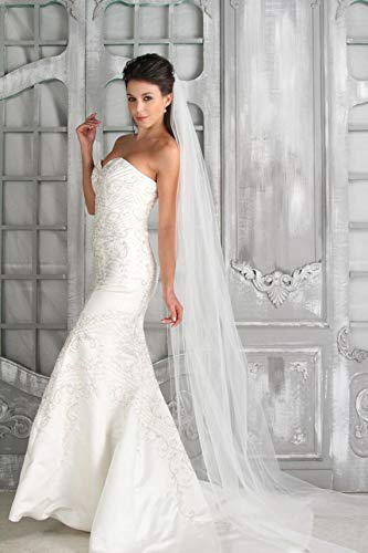 Ursumy Bride Wedding Cathedral Veil Long Drop Veils Simple Chapel Soft Tulle Bridal Veils For Bride (Ivory) #TOP22