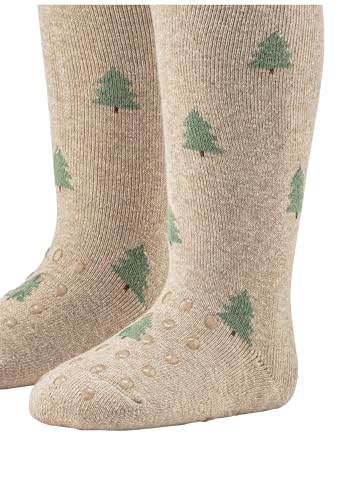 Sterntaler Baby Krabbelstrumpfhose mit Motiv Weihnachten Unisex - Anti-Rutsch-Noppen - Krabbelhose Baby mit Po-Motiv - beige, 92