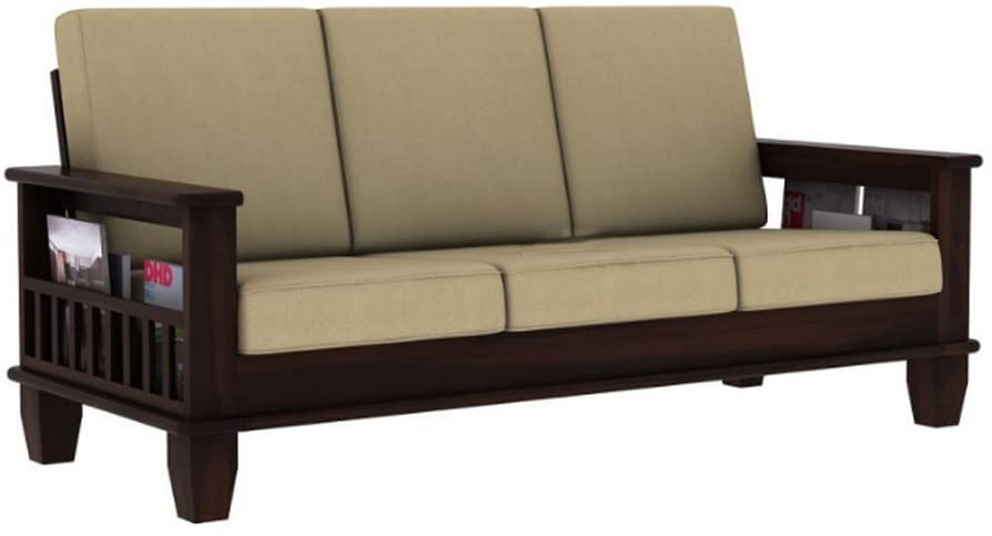 Image of Swangia Art Solid Sheesham Wood Sofa Set 5 Seater For Living Room | Wooden 5-Person Sofa Set For Home Office | 3+1+1 Sofa Sets For Living Room | Five Seater Sofa With Storage | Rosewood, Walnut Finish
