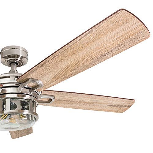 Honeywell Ceiling Fans Bonterra Modern 52 Inch Ceiling Fan with Light, Remote Control, LED Indoor Fan with 5 Blades, Light Brown Pine and Brown Chestnut Blade Finish Options, Brushed Nickel (50610-01) thumbnail 14