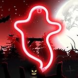 Ghost Neon Signs Halloween Lights, Gothic LED Signs USB/Battery Operated Night Lights for Home, Wall, Festival, Party, Christmas Decor-Ghost(Red)