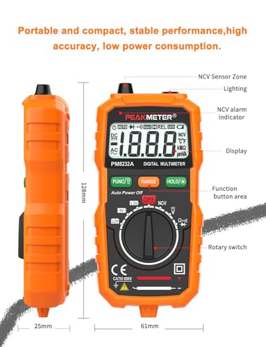 Digital Multimeter mit automatischer Bereichswahl für AC/DC-Spannungen sowie Widerstands,...