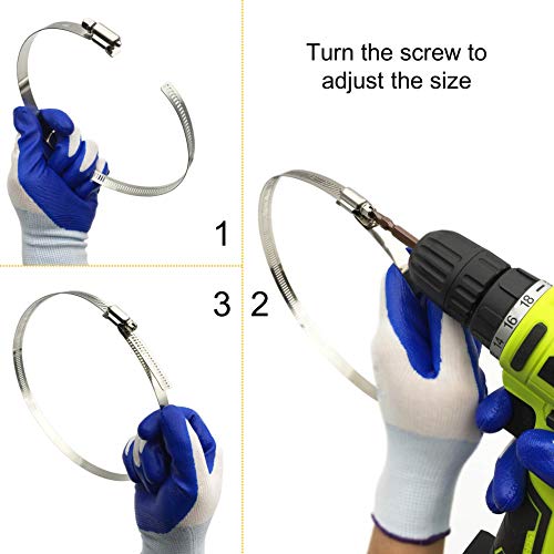 Eesteck 2Pcs 12"(Diameter) Adjustable 304 Stainless Steel Duct Clamps Hose Clamp Pipe Clamp Air Ducting Clamp Worm Drive Hose Clamps #TOP3