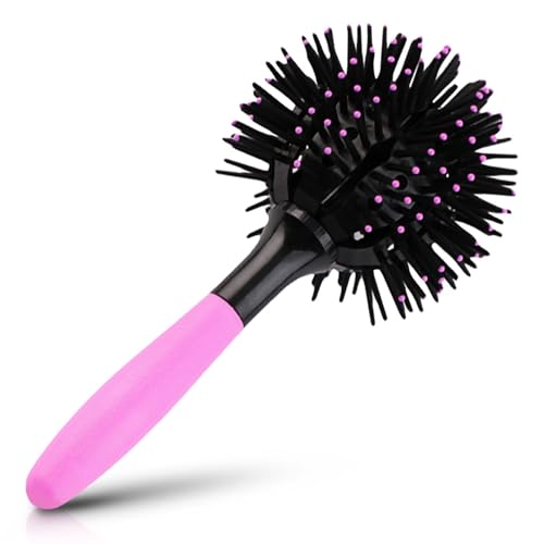 Spazzola per Capelli per Riccioli, Spazzole per Capelli Arricciata 3D Rotonde per Styling a 360 Gradi Massaggio Spazzola Arricciacapelli a Forma Sferica per Capelli Bagnati e Asciutti