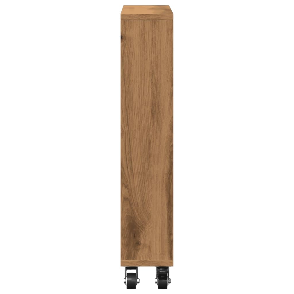 Aufbewahrungswagen Schmal Artisan-Eiche Multifunktionales Bücherregal für Aufbewahrung 48x13x68 Holzwerkstoff