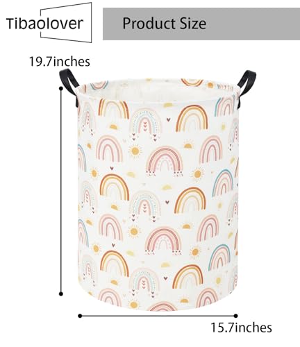 Image of Rainbow Kids Laundry Basket Baby Hamper Rainbow Toy Storage Bin for Boys Room Decor Baby Nursery Hamper Gift Baskets for Bedroom Bathroom(Sun Rainbow)