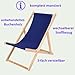 IMPWOOD Liegestuhl klappbar Holz - Sonnenliege aus Buchenholz bis 120 Kg Holzklappstuhl für Balkon, Strand und Terrasse & Camping - Gartenliege Strandliege (Blau)