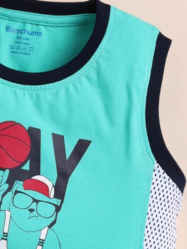 Image of Bumchums Boys Sleeveless Round Neck T-Shirt and Pant Set for Boys, Casual Clothing Set, Trendy and Cute, Graphic