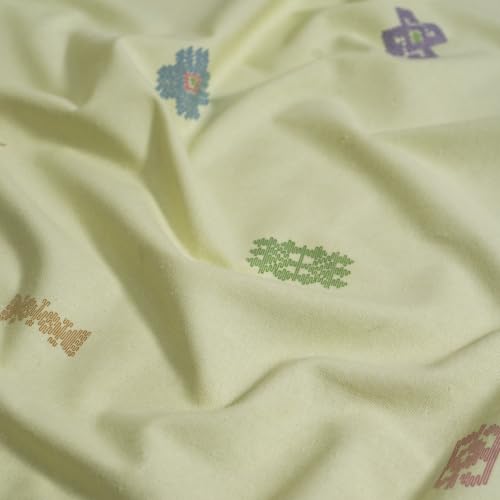 Image of Tranquebar Curtain Co. Cotton Curtains 7 Feet Long Set of 2, 60-65% Room Darkening, Multicolor (Yellow) Motif Print, Door Curtains 7 Feet Set of 2, BackTabs, Ozan (213 cm) - Set of 2