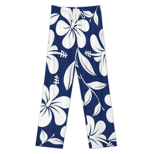 Pajama Pants for Man Woman Vibrant Couple Home PJ Bottoms Sleepwears Gifts Tropical Hibiscus3