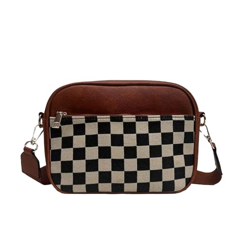 Checkered Crossbody Bag Square Alt Trendy Checkered Shoulder Bag Crossbody with Convertible Strap Grid Block Purse 2025