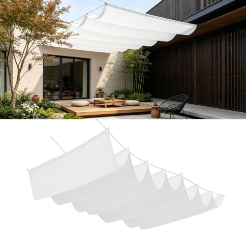 Toldo retráctil de onda para evitar calor extremo en jardín 2
