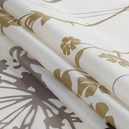 Ds Bath Silhouette Cream Flower Fabric Leaves Plants Tan Printed Waterproof Ivory Shower Curtain,Beige Floral Brown Bathroom Curtains,72" W X 78" L #TOP4