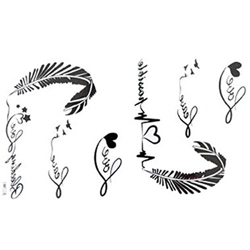 GGSELL The New release tattoo stickers waterproof female black and white letters of the alphabet ECG feather fake tattoos by King Horse