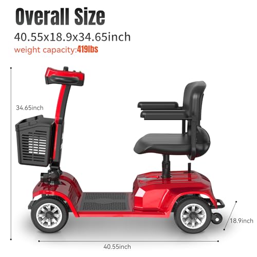 Image of Movcan X-02 4 Wheel Electric Mobility Scooter,Foldable Mobility Scooter for Adults & Seniors,419 LB Heavy Duty,13 Mile Range,360 Swivel Seat,Electromagnetic Brake,Storage Baskets,Indoor & Outdoor Use