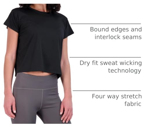 Image of Real Essentials 5 Pack: Women's Dry-Fit Crop Top Short Sleeve Shirts Workout Gym Cropped Athletic Tee (Available in Plus)