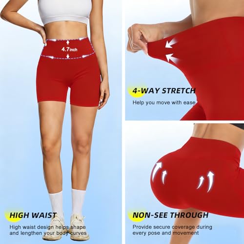 Image of FULLSOFT High Waisted Biker Shorts for Women-5 inch Tummy Control Fitness Athletic Workout Running Yoga Gym Shorts