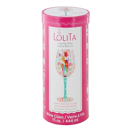 Verre à vin artisanal Lolita Happy Birthday Blast Enesco création peinte main - 7