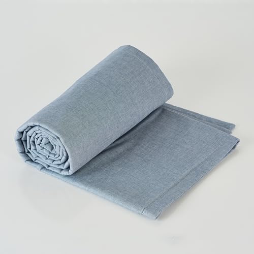 Image of 100% Pure Cotton 3 Layer Dohar, Double Bed Blanket Comforter, (90''X100'' / 230X254 CM), Uni Chambray, Skin Friendly Dohar, Color - Denim Grey