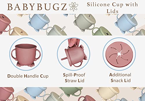 Babybugz 7 Piece Baby Silicone Feeding Set, Baby Led Weaning Supplies With Silicone Suction Baby Bowls, Baby Silicone Plate With Suction And Baby Bibs, Baby Essentials Led Weaning Utensils (Magenta) #TOP3