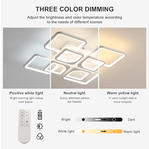 Plafonnier LED dimmable Riserva 80W carré blanc avec télécommande - 3