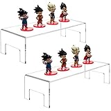MyGift Set of 2 Premium Clear Acrylic Display Riser Rack Stand for Collectible Figures, Retail Merchandise, & Desserts