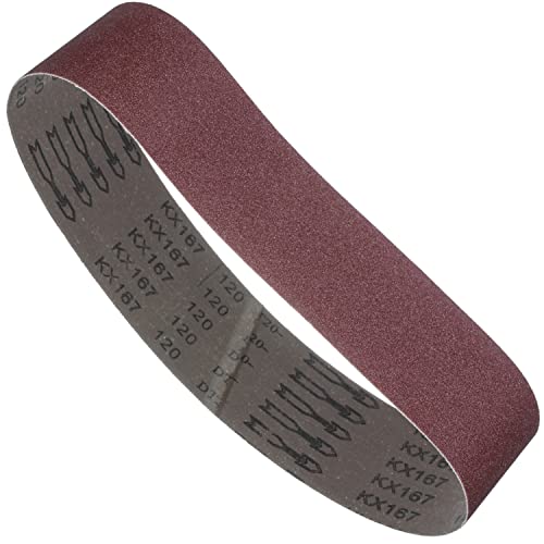 YoiYee Lot de 5 bandes abrasives grain 120, 100 x 915 mm, grains moyens en oxyde d'aluminium abrasif pour ponceuse à bande électrique, polissage du bois, démoulage du métal, 5 pièces Cover