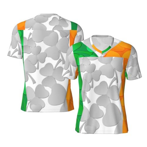 Stylish Athletic Sports Jersey Irish-Flag-Shamrocks Men's Rugby Jersey Medium
