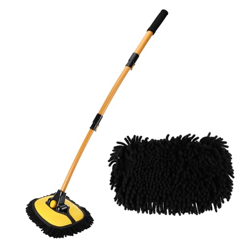 Rlssaki 15° Curvata Spazzola Lavaggio Auto con Maniglia Telescopica, Spazzola