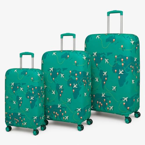 Image of Printed Luggage Cover for Traveling Bag & Suitcase - Stretchable & Scratchproof Trolley Protector with Velcro Lock & Lightweight Washable Material(Suitcase Bag Not Included, Only Cover in Product)