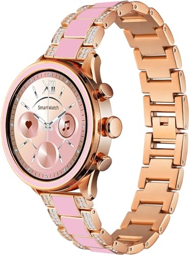 Image of GAMESIR GEN 11 Round Dial Luxury Smart Watch Wireless Charging Long Battery Backup AMOLED Display Waterproof BT Calling Multi Watch Faces Health & Activity Tracker Smartwatch for Women & Girls -Pink