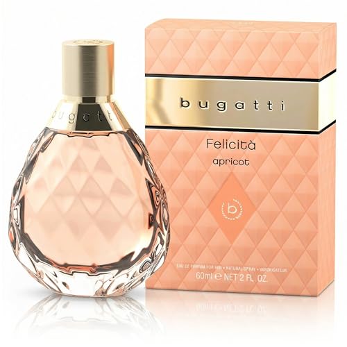 bugatti Felicità Apricot EDP Damenduft 60 ml I Fruchtiger blumiger Damenduft im Glasflakon I Sommerliche Nuancen von Aprikose, Litschi, Hibiskus, Vanille & Moschus I Eau de de Parfum