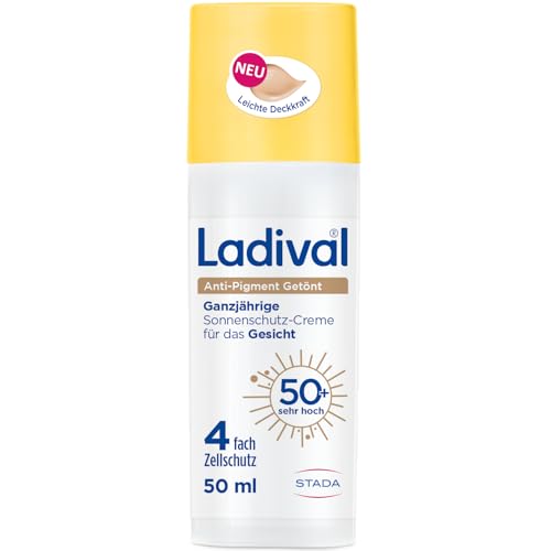 Ladival® Anti-Pigment Getönt Sonnencreme Gesicht LSF 50+, Anti-Pigmentflecken mit Niacinamid & Vitamin E, kaschierende BB Cream für ebenmäßige Haut, nicht komedogen mit leichter Deckkraft, 50 ml