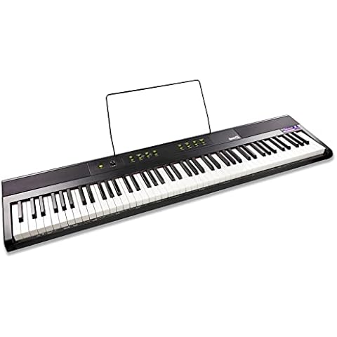 RockJam 88 Key Digital Piano with Full Size Semi-Weighted Keys, Power Supply, Sheet Music Stand, Piano Note Stickers & Simply Piano Lessons Cover