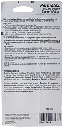 Image of Oregon Permatex 81160 High-Temp Red RTV Silicone Gasket, 3 oz.