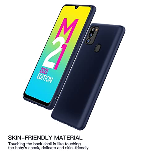 Image of WOW IMAGINE Protective Sleek Back Case Cover for Samsung Galaxy M21 / M30s / M21 2021 Edition (Flexible | Silicone | Shock Proof, Anti Slip, Soft Rubberised | Washington Blue)