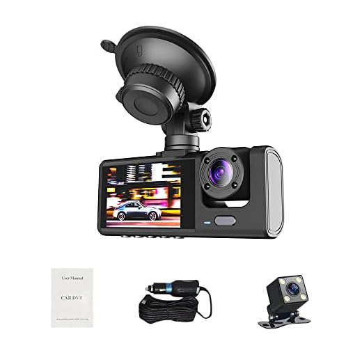 PAPAPI 1080P DVR Dash Camera Front Inside Traseira Gravador de Condução Tela de 2 Polegadas Suporte para Dashcam de Loop de Bloqueio de Uma Tecla