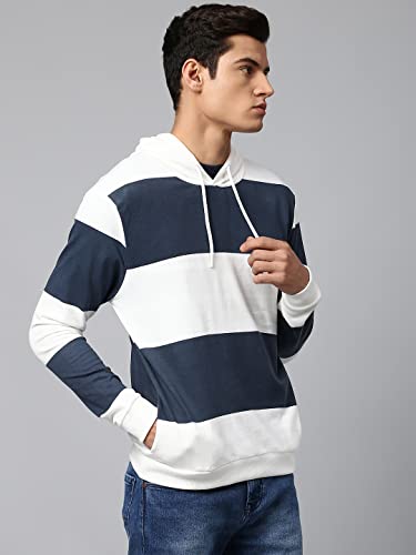 Image of Dennis Lingo Men's Cotton Blend Full Sleeves Color Block Hooded Sweatshirt - Regular-Fit and Lightweight, Casual Winterwear for Men
