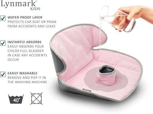 Image of Lynmark Potty Training Car Seat Protector Cover - Pee Protector, 1 Pk Pink | Waterproof Piddle Pads for Toddlers & Baby Universal Carseat - Washable Liner Mat for Spills, Nappy Leaks, Accidents