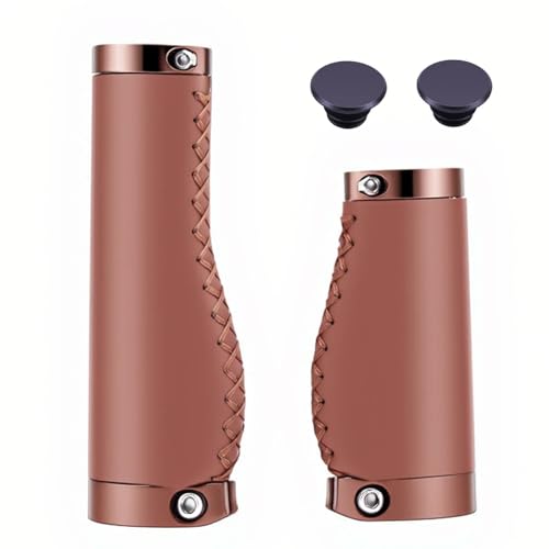 Poignées de vélo ergonomiques en cuir – Poignées de guidon rétro, poignée amortissante les...